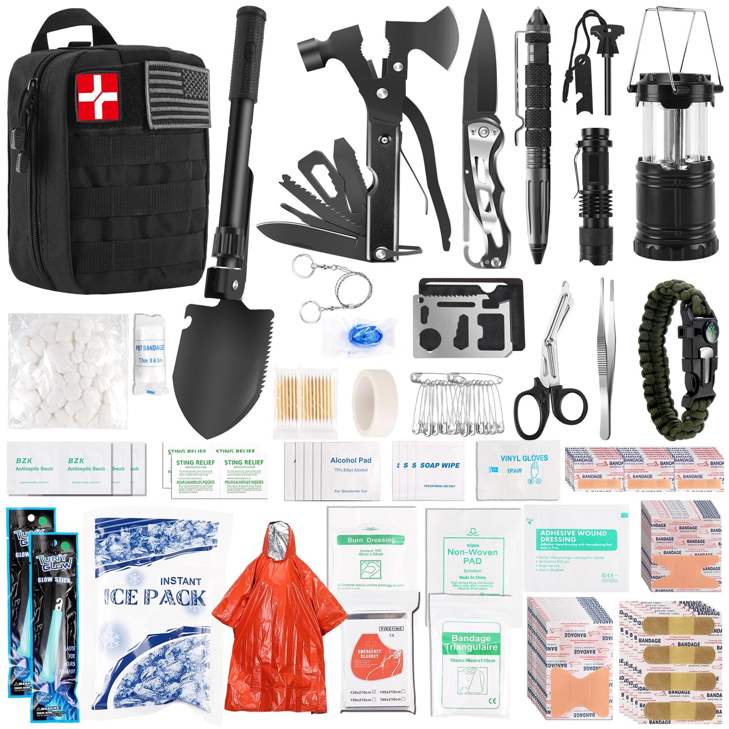 Abpir318 PCS Emergency Survival Kit, Survival Gear and Equipment First Aid Kit Med Supplies for