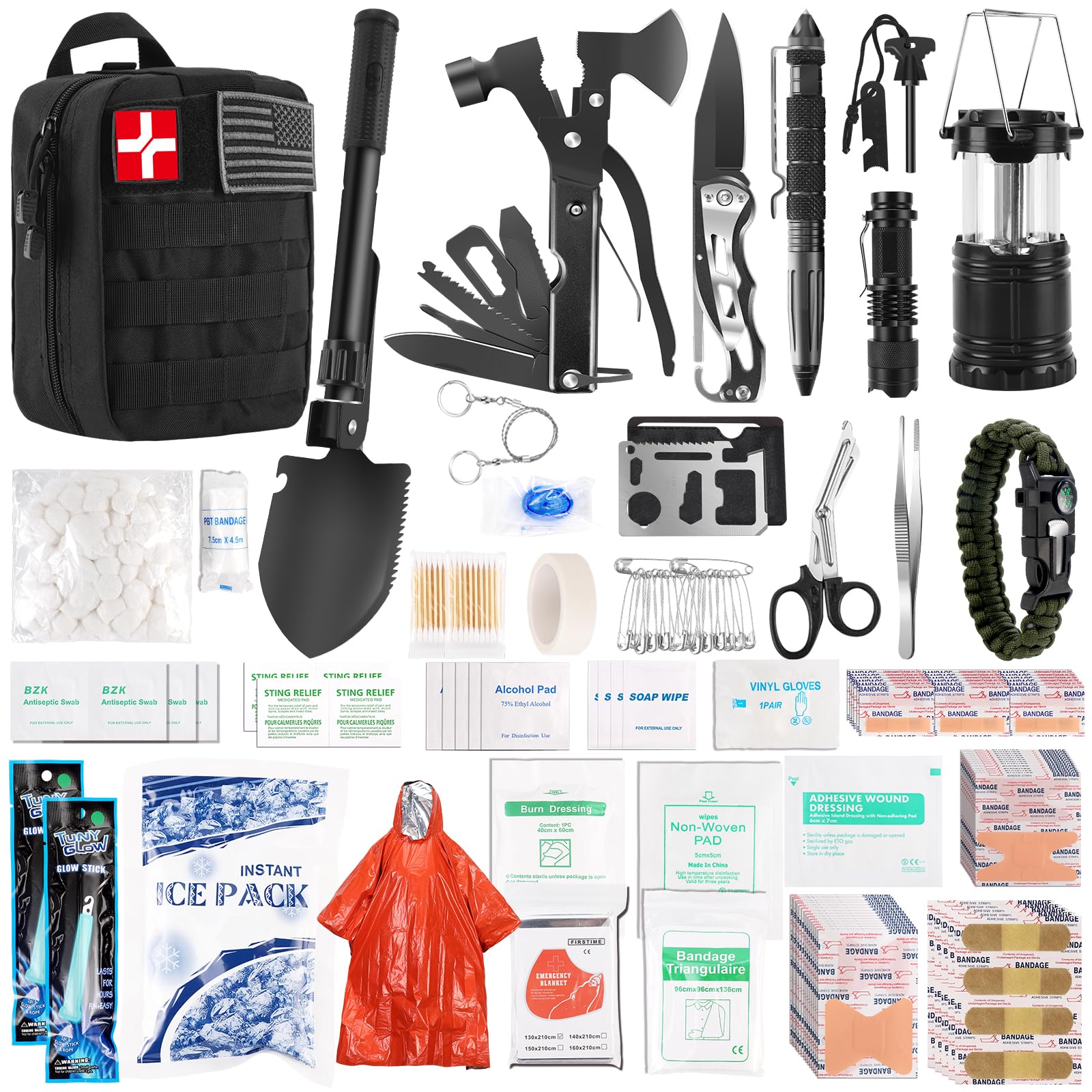 Abpir318 PCS Emergency Survival Kit, Survival Gear and Equipment First Aid Kit Med Supplies for