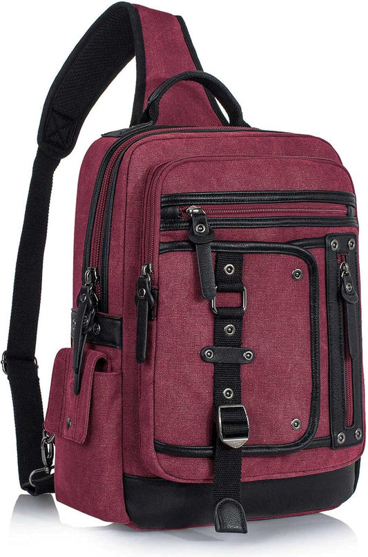 Schkleier Messenger Bag for Men Canvas Sling Bag Crossbody Backpack Laptop Shoulder Bag Hiking Daypacks Casual Tactical