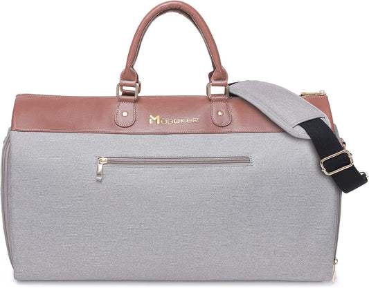 Modoker Women's 2-in-1 Convertible Garment Bag & Duffel, 45L Carry On Luggage, Anti-Wrinkle Hanging Suit Bag, Grey, 22.8x11x11.8 inch