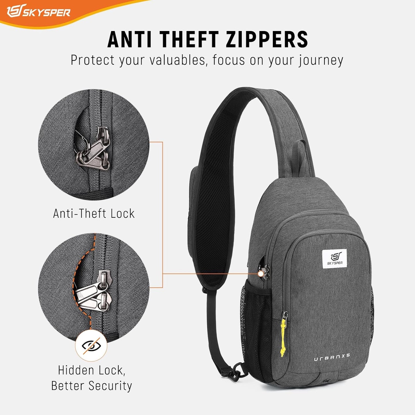 SKYSPER Sling Bag Anti Theft Crossbody Bag RFID Lightweight Travel Shoulder Chest Bag for Hiking