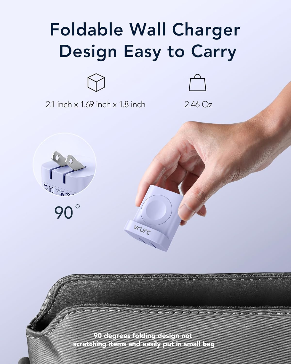 VRURC for Apple Watch Charger, Portable iWatch Charger Stand, 20W PD Fast Charging Block for iPhone, USB C Wall Ttravel Plug for Apple Watch Ultra/SE/11/10/9/8/7/6/5,iPhone 17/16/15 14 13-Purple