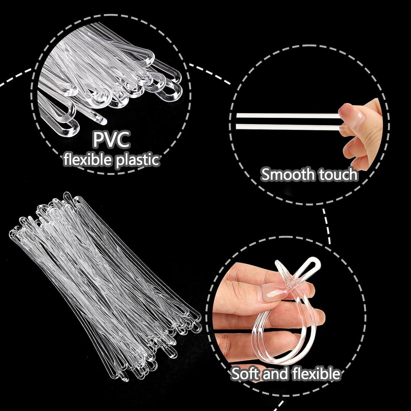 200 Pcs Clear Plastic Luggage Straps 6 Inch Clear Worm Loops Luggage Tag Straps Name Tag Loop for Bag Tags,Identification Cards ID