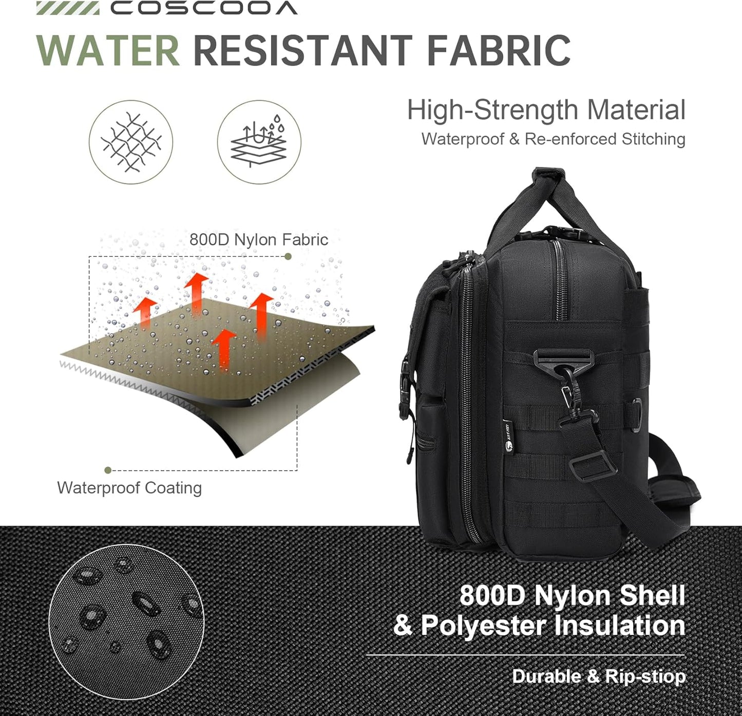 Large Tactical Laptop Bag for Men, Military 17.3 Inch Computer Bag Briefcase with Passport Wallet, Carry on Messenger Bag