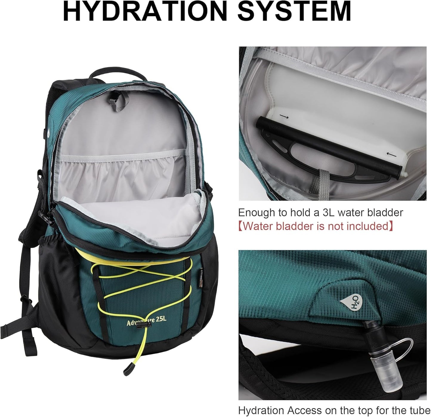 MOUNTAINTOP Hiking Backpack,25L Camping Backpack, Men Women Hiking Daypack Lightweight Travel Backpack for Climbing(Deep Green)