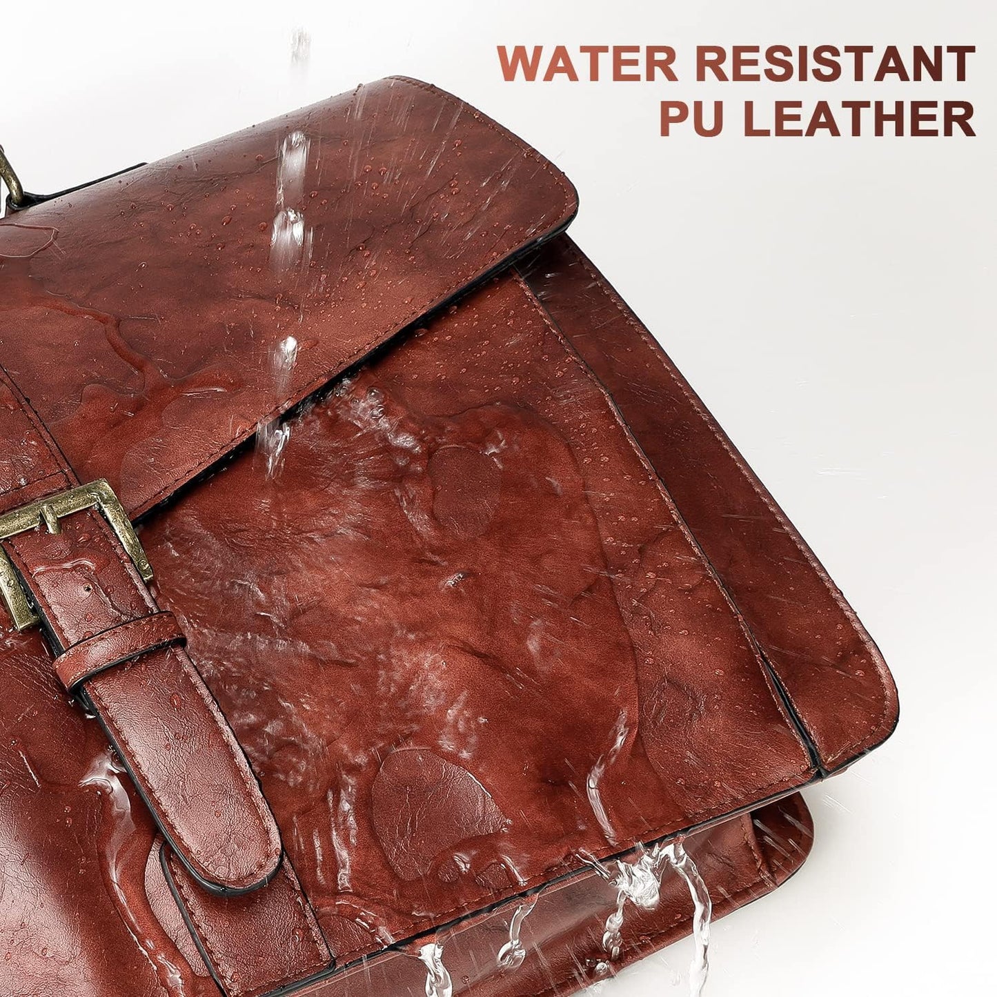 ESTARER Men's Leather Briefcase 15.6 Inch Laptop Messenger Bag for Office/Business/Travel, Professional Leather Computer Shoulder Bag, Vintage Brown