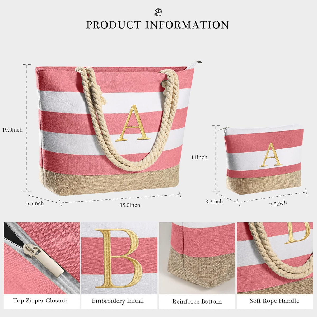 YOOLIFE Beach Bags for Women - Travel Canvas Beach Tote, Pool Waterproof Bag, Travel Essentials