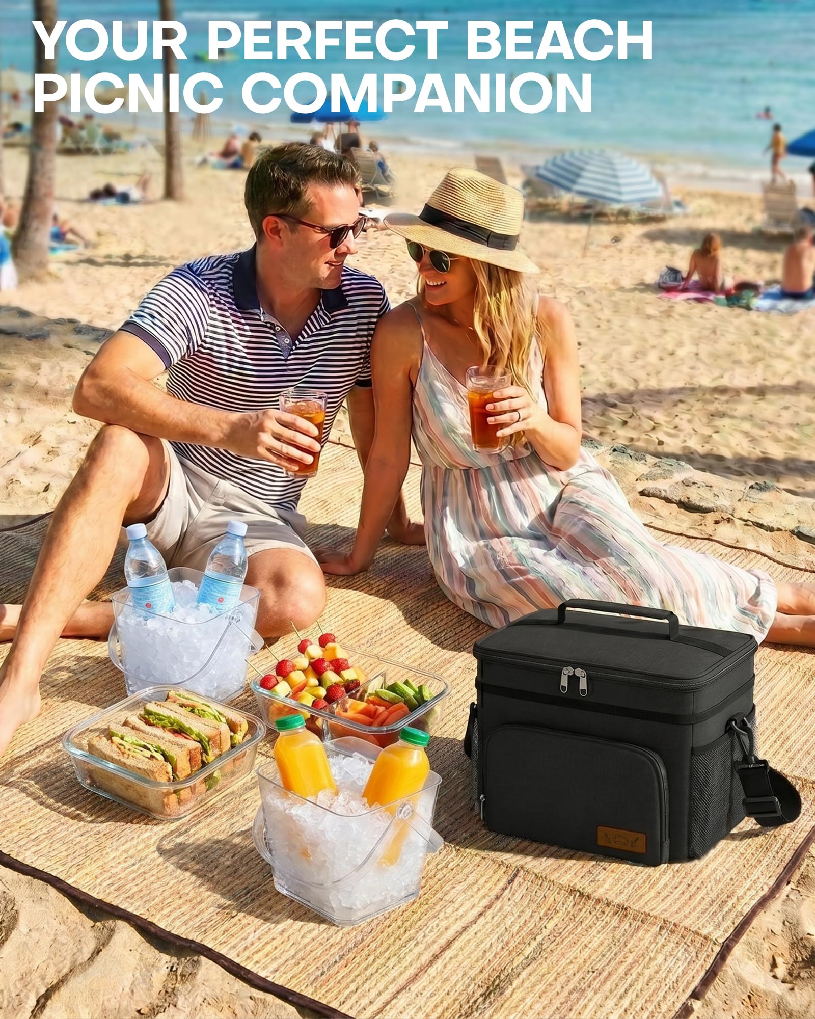 HOTOR Insulated Lunch Box Men Women Leak-Proof Cooler Lunch Bag 9L