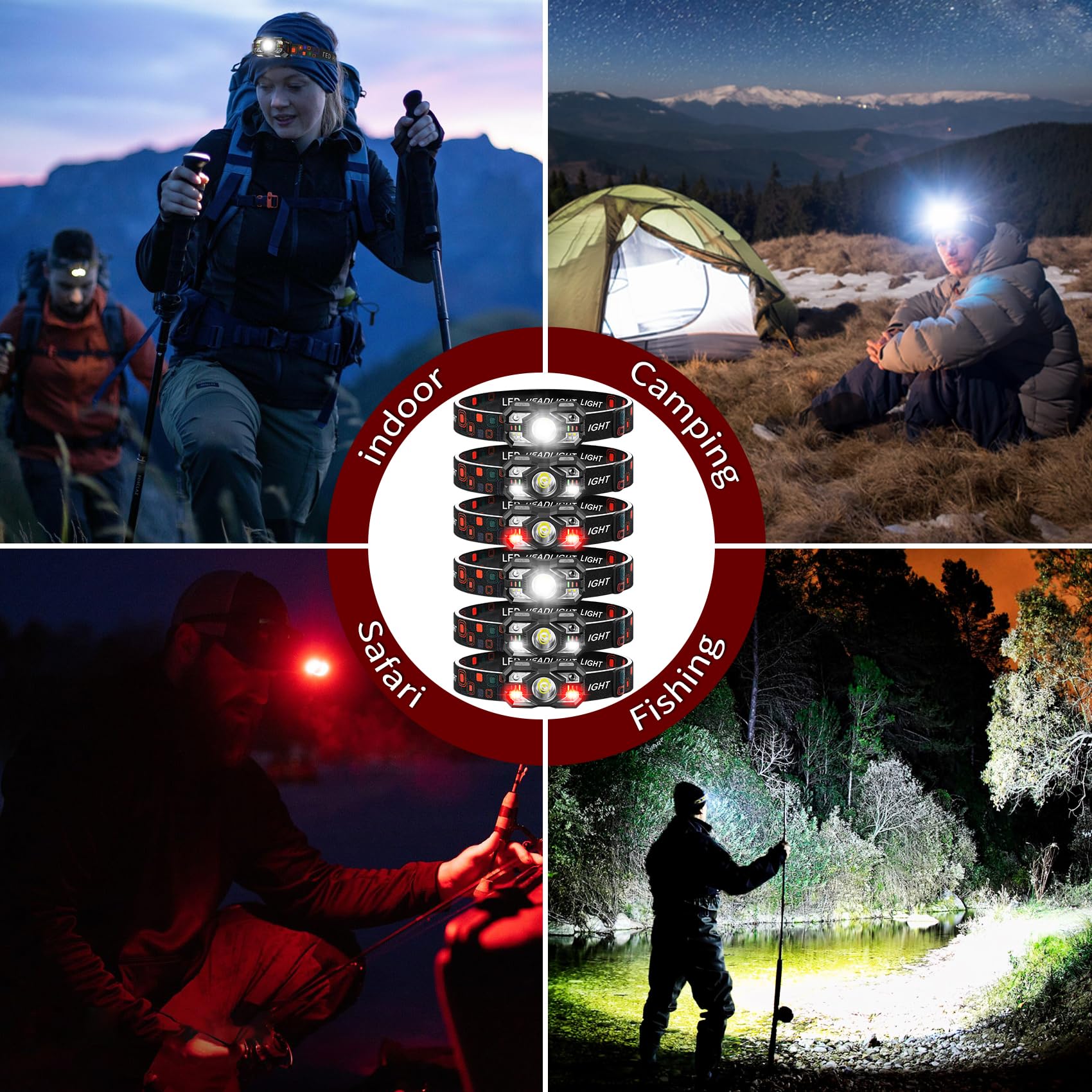 Northlet Headlamp Rechargeable 6Pack, 3000 Lumen Ultra-Light Bright Headlamp Flashlight with White