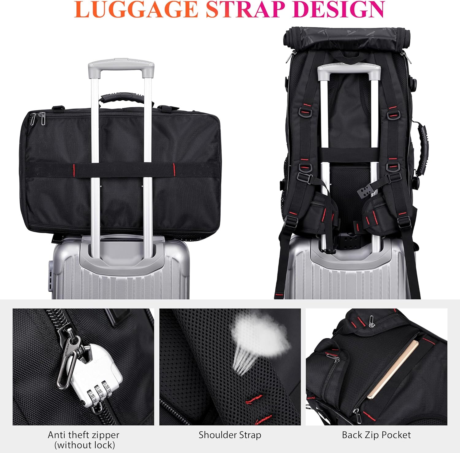 WITZMAN Carry on Travel Backpack for Men Women Airline Approved Convertible Nylon Duffle Backpack