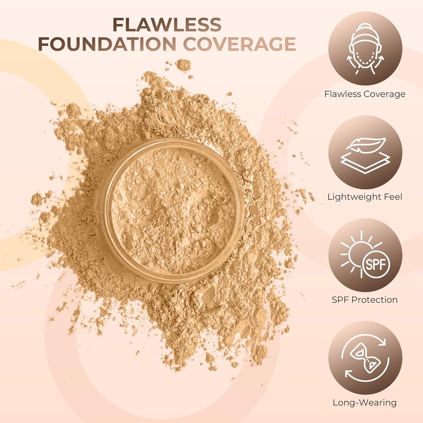 4pc Full Size Kit (BEIGE SHADE) Mineral Makeup Matte Translucent Loose Foundation + Kabuki Brush + Concealer + Finishing Setting Powder + Bare Face Full Coverage SPF 30 All Skin Types Waterproof