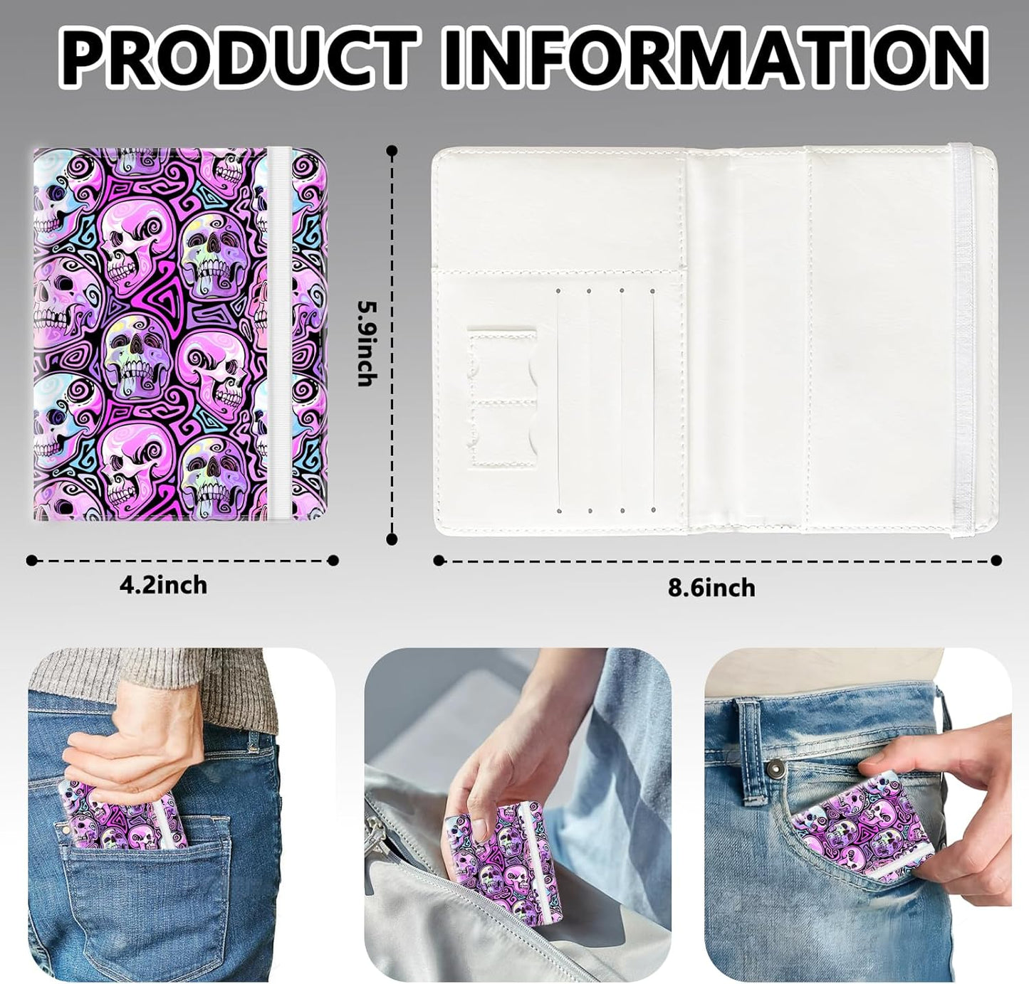 Passport Holder for Travel, Cute Passport Cover for Women Men, Waterproof PU Leather Rfid Blocking Passport Wallet with Credit Card Case for Travel Family, Boys Girls Travel Essentials