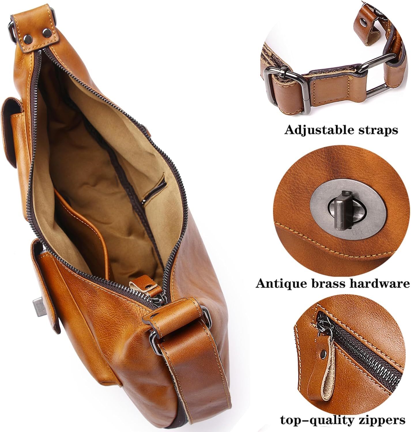 Genuine Leather Sling Bag for Men Women Backpack Chest Shoulder Satchel Crossbody Bags Casual Outdoor Daypack
