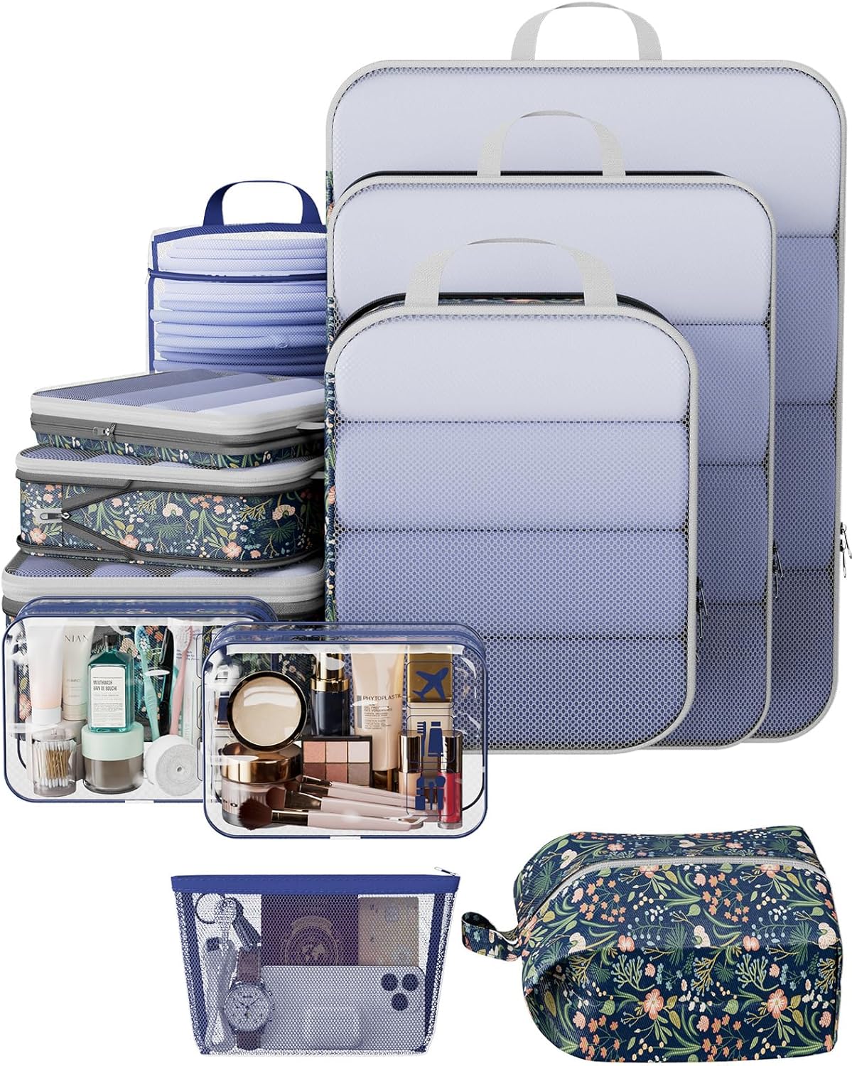 Veken 11 Set Compression Packing Cubes for Travel Essentials,Compressible Expandable Large Luggage