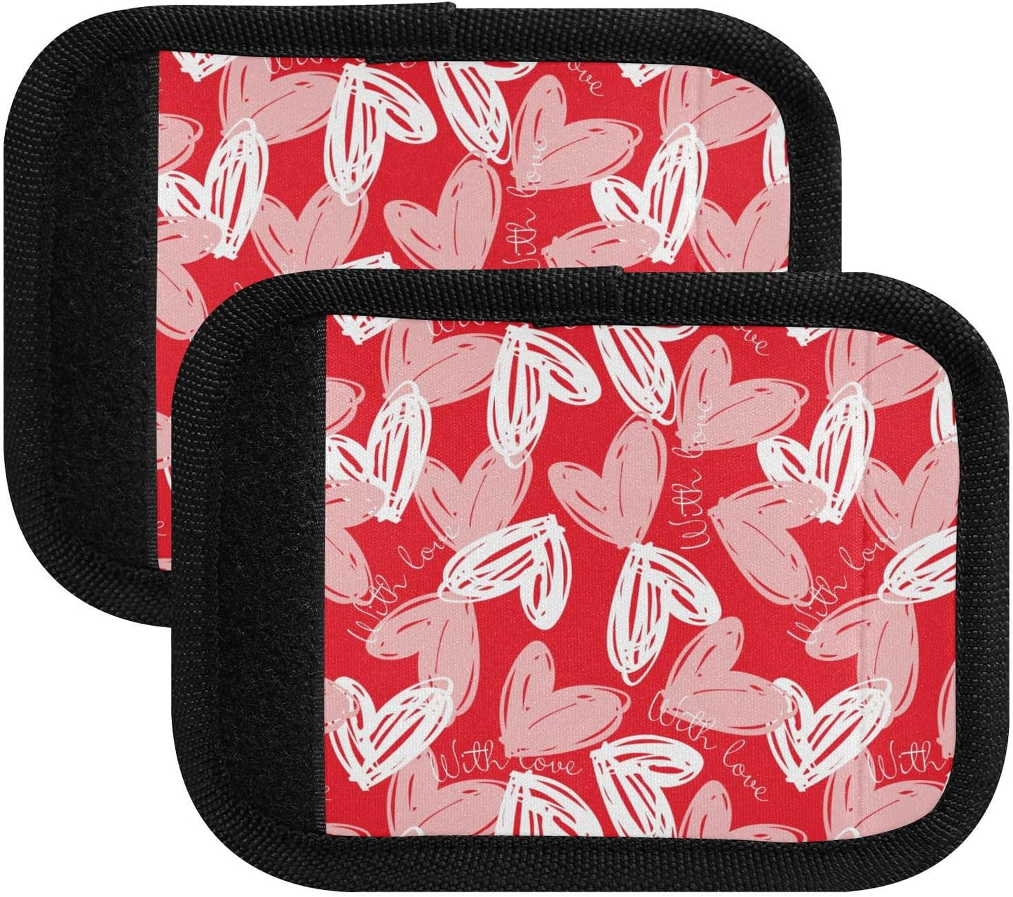 4 PC Luggage Handle Wrap Luggage Handle Covers Tags for Suitcase Bags Travel Luggage Handle Identifier Gripper Red Hearts