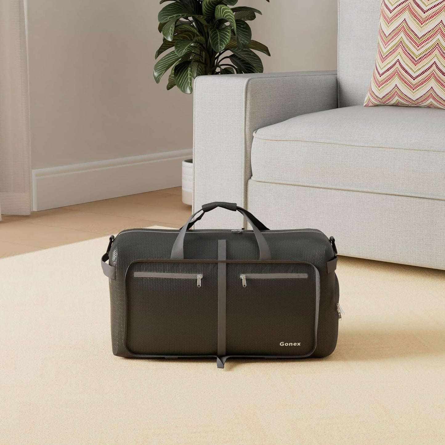 Gonex 40L 60L 80L 100L 150L Large Foldable Travel Duffle Bag with Shoes Compartment, Packable