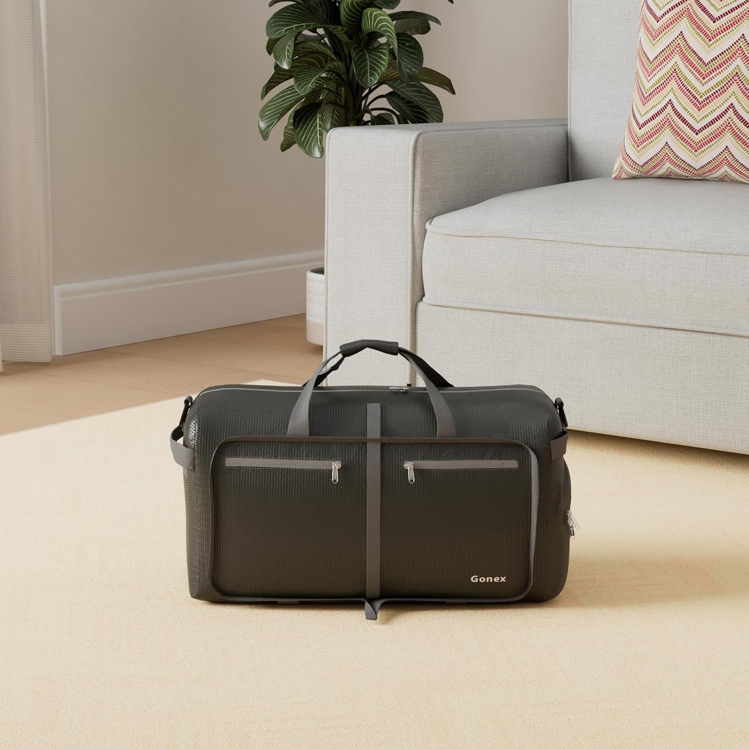 Gonex 40L 60L 80L 100L 150L Large Foldable Travel Duffle Bag with Shoes Compartment, Packable