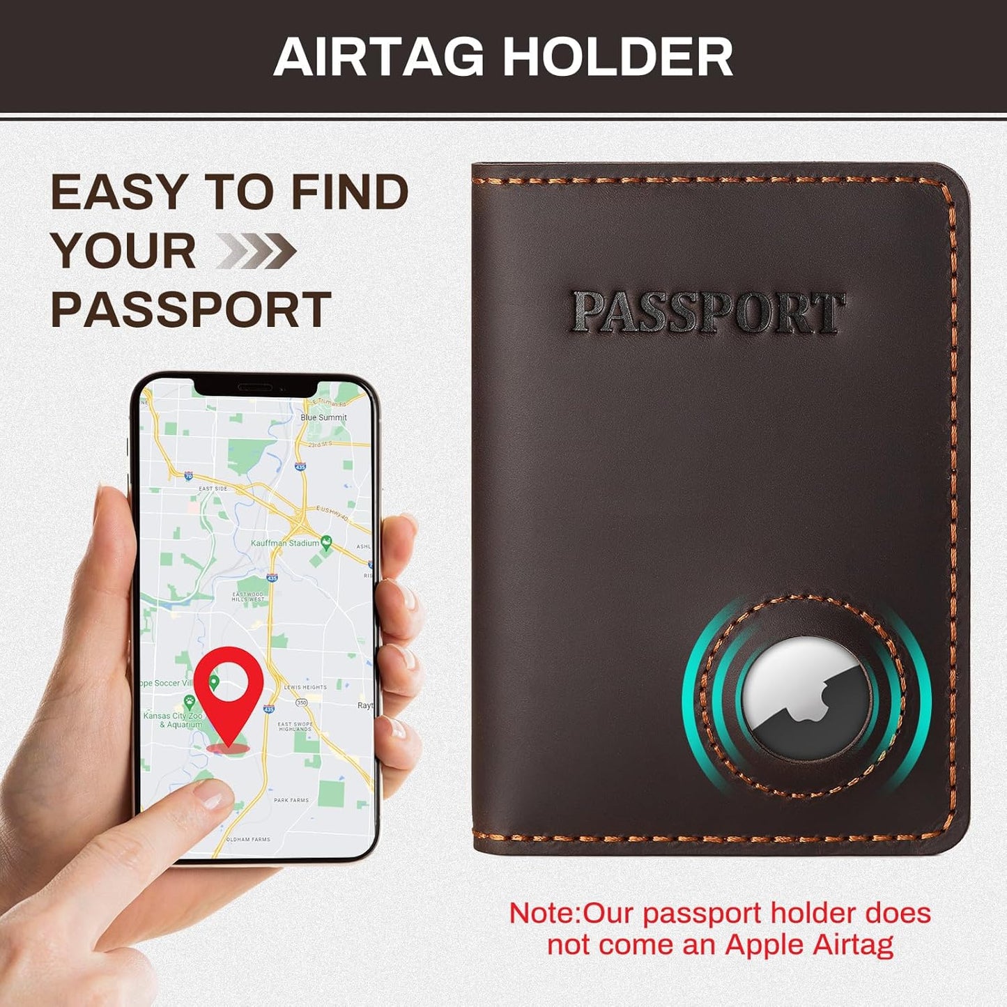 Real Leather Wallet Passport Vaccine Holder Combo Travel Organizer (Dark Brown)