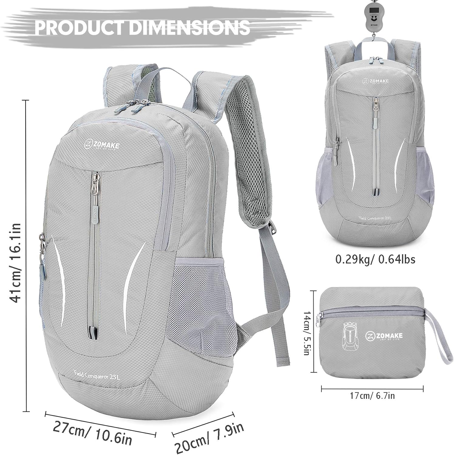 ZOMAKE Ultra Lightweight Packable Backpack 25L, Foldable Hiking Backpacks Water Resistant Small