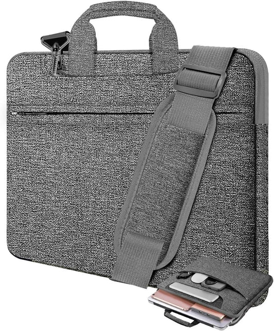 Laptop Case 15.6 inch Shoulder Bag, Durable Shockproof Protective Computer Carrying Briefcase with Multi-Pockets and Strap Compatible with Most 15.6 inch Notebooks,Dark gray