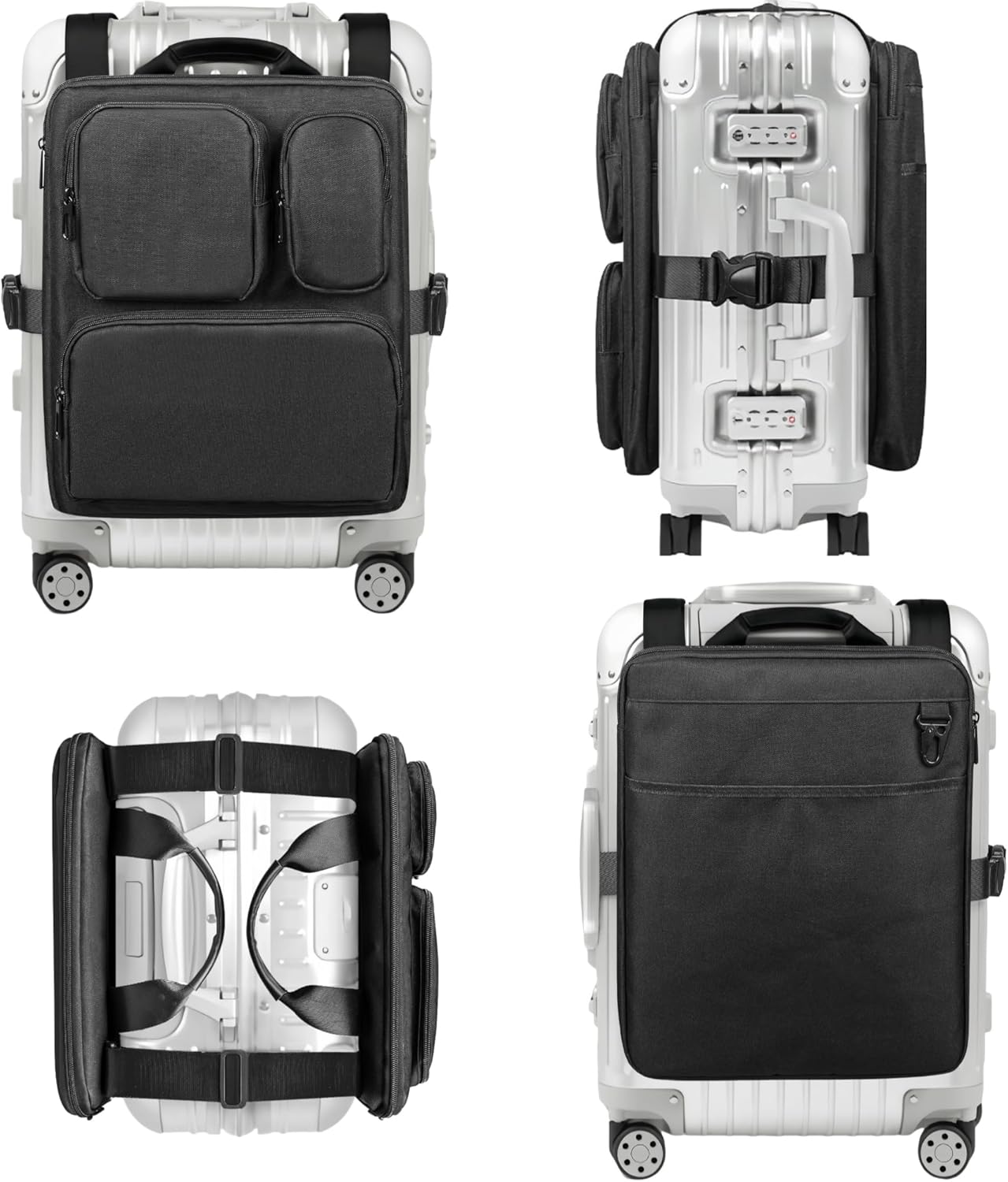 Add-a-Bag Luggage Strap – Adjustable Over Luggage Organizer for Hanging Extra Bag, Hands-Free Multi Travel Accessory for Business Trips & Vacations, Fits Most Suitcases & Laptop (Black-3)