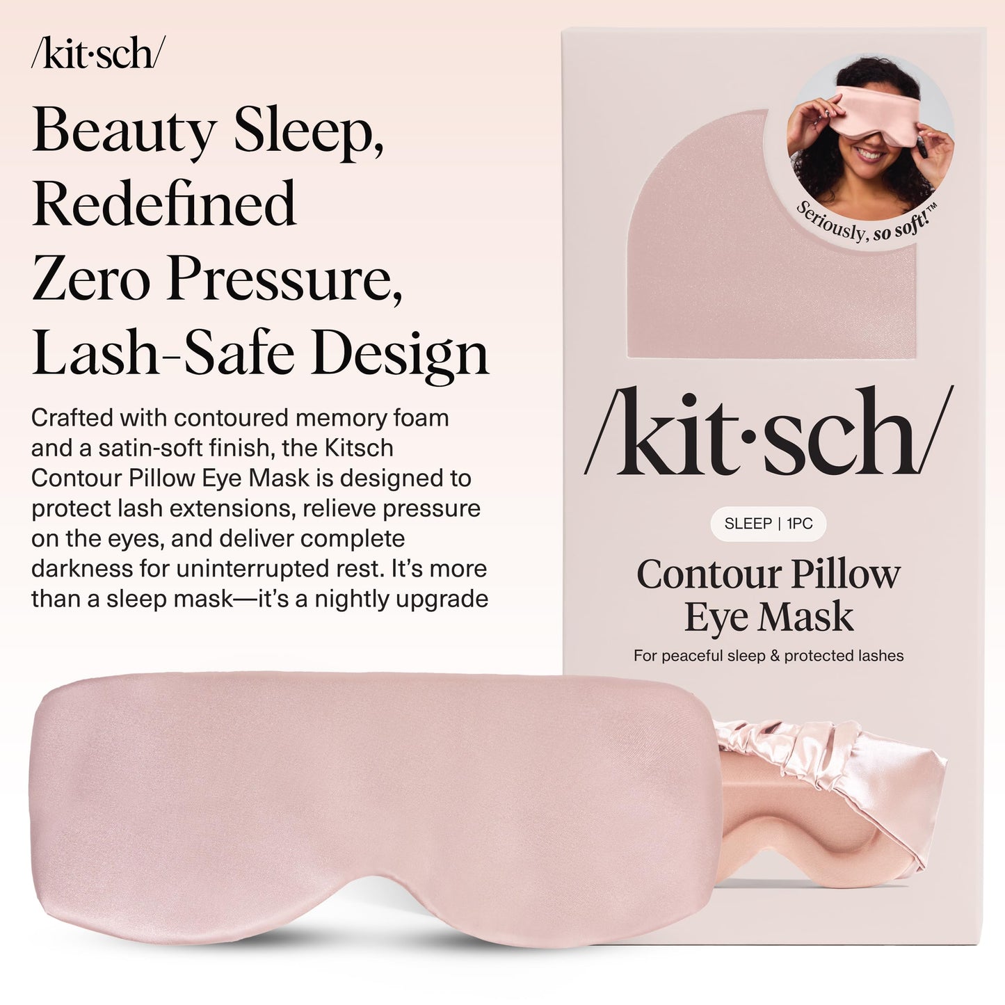 Kitsch Contour Satin Sleep Mask | Eye Masks for Sleep - Blush
