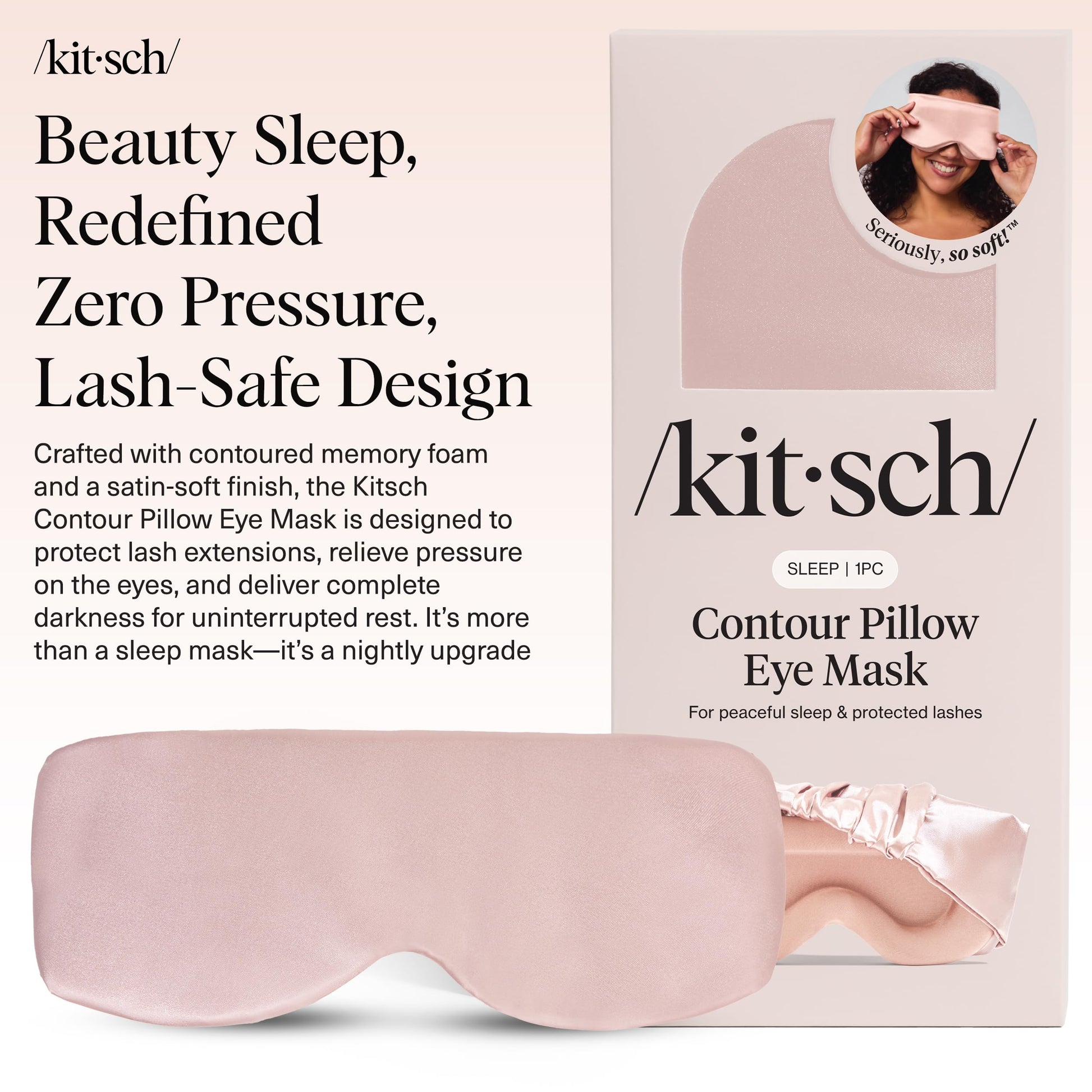 Kitsch Contour Satin Sleep Mask | Eye Masks for Sleep - Blush