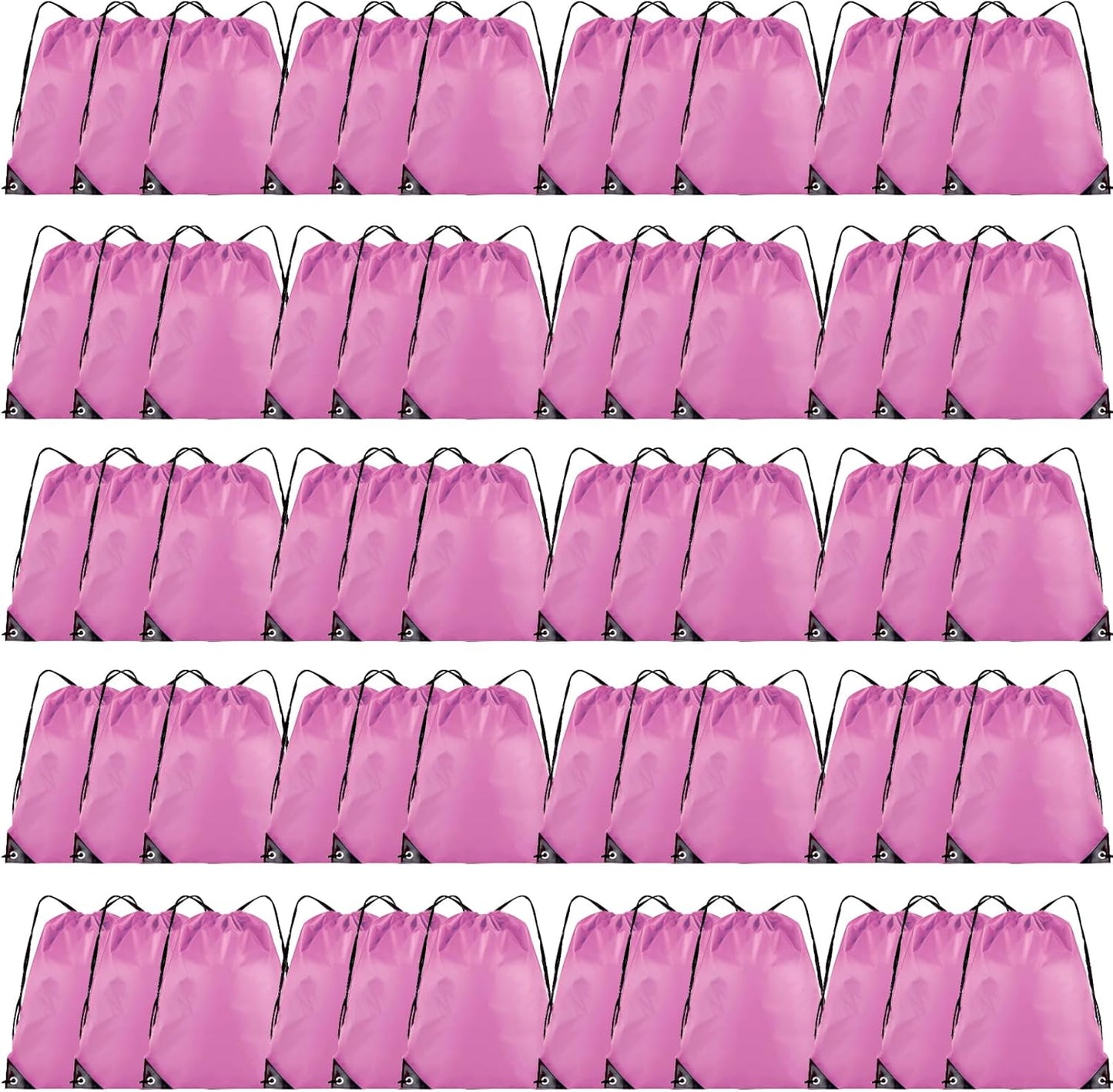 60 Pieces Drawstring Backpack Bulk Cinch Sackpack Ployster Drawstring Bags for Gym Party Trip(Pink)
