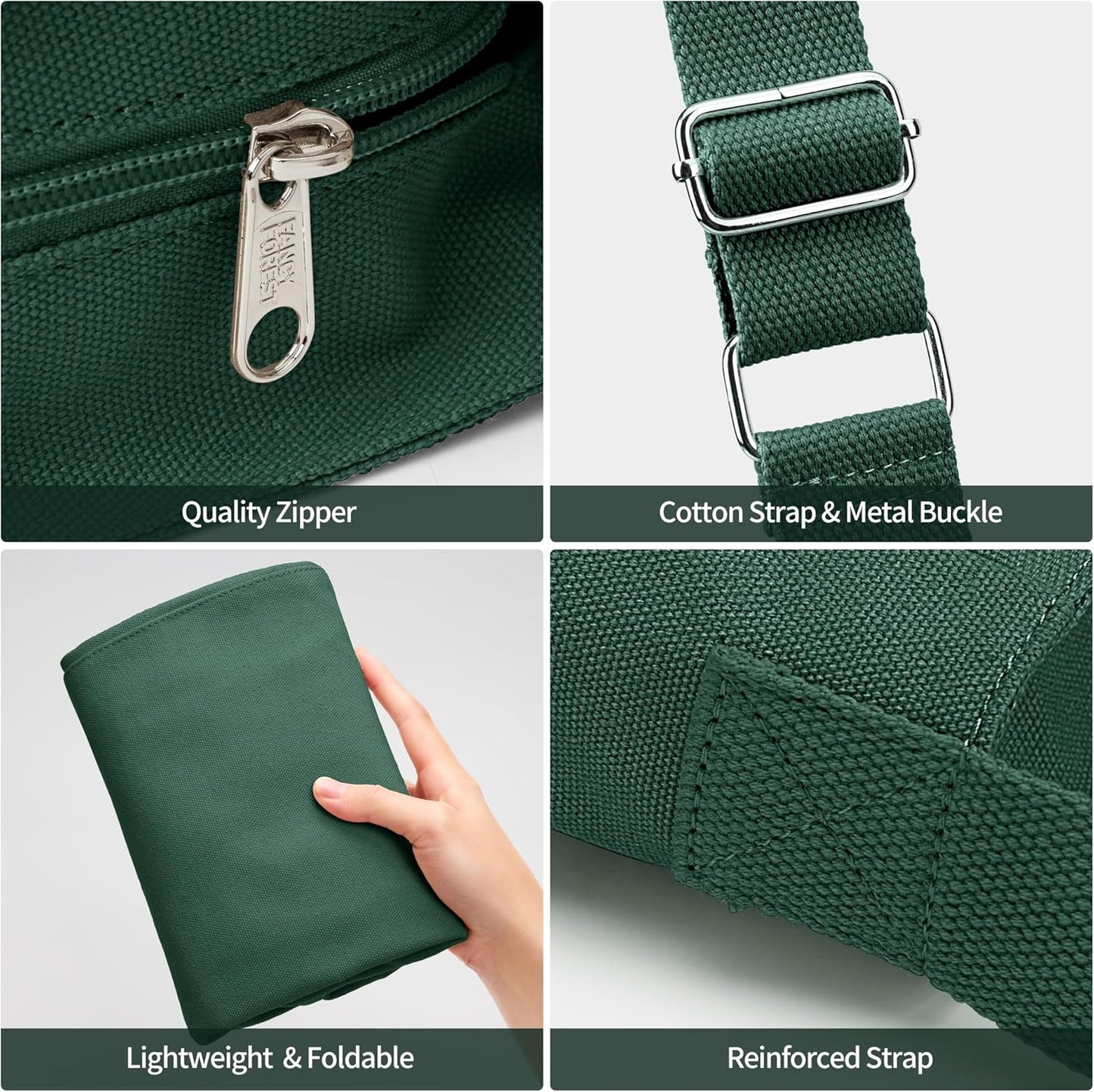 KALIDI Canvas Tote Bag Large Hobo Crossbody Shoulder Handbag Zipper Messenger Bag for Women or Men Casual College Work