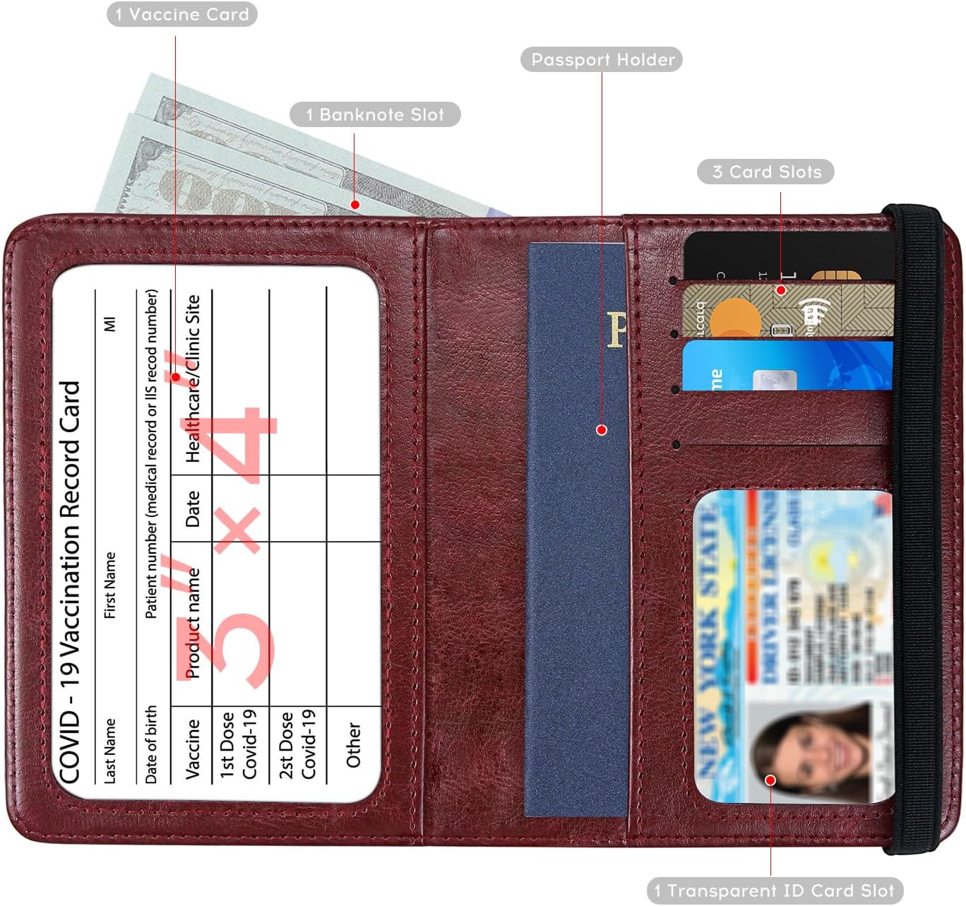 ILIYAH-Passport Cover-Passport Holder for Travel Women/Men Passport Wallet Case Travel Accessories Card Holder Wallet Unisex Travel Gifts(Burgundy)