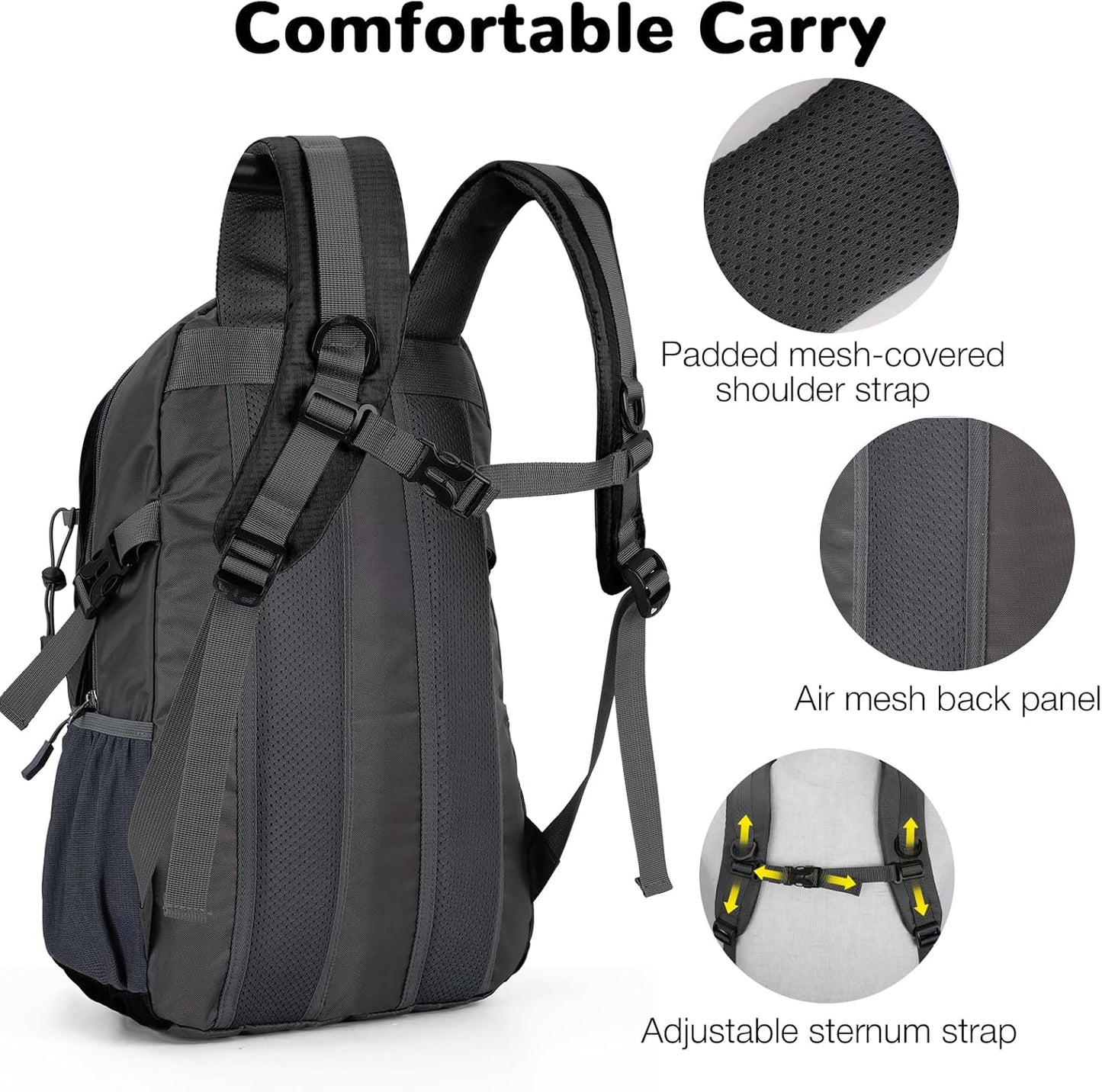 25L Small Hiking Backpack Daypack for Men, Waterproof Outdoor Backpack with Chest Strap for