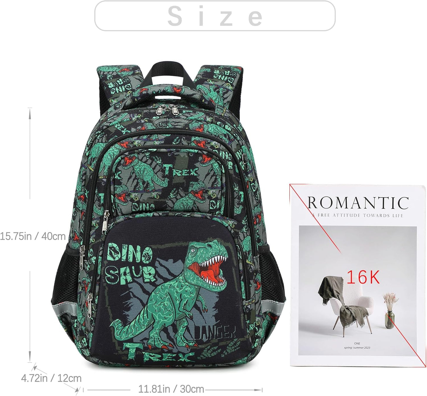 abshoo Cute Dinosaur School Backpack For Boys Elementary Kindergarten Kids School Bag (Dinosaur Black B)