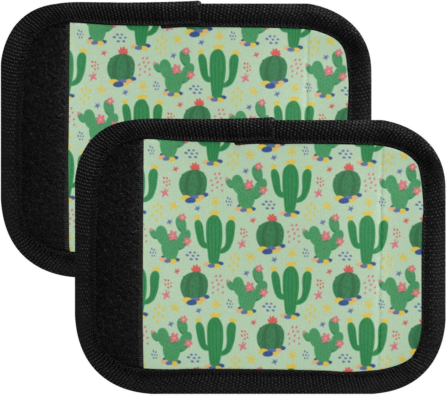 4Pcs Luggage Handle Wrap Suitcase Identifier Handle Covers Tags Soft Travel Bags Luggage Handle Gripper Accessories for Airplane Flying Green Cactus Plant
