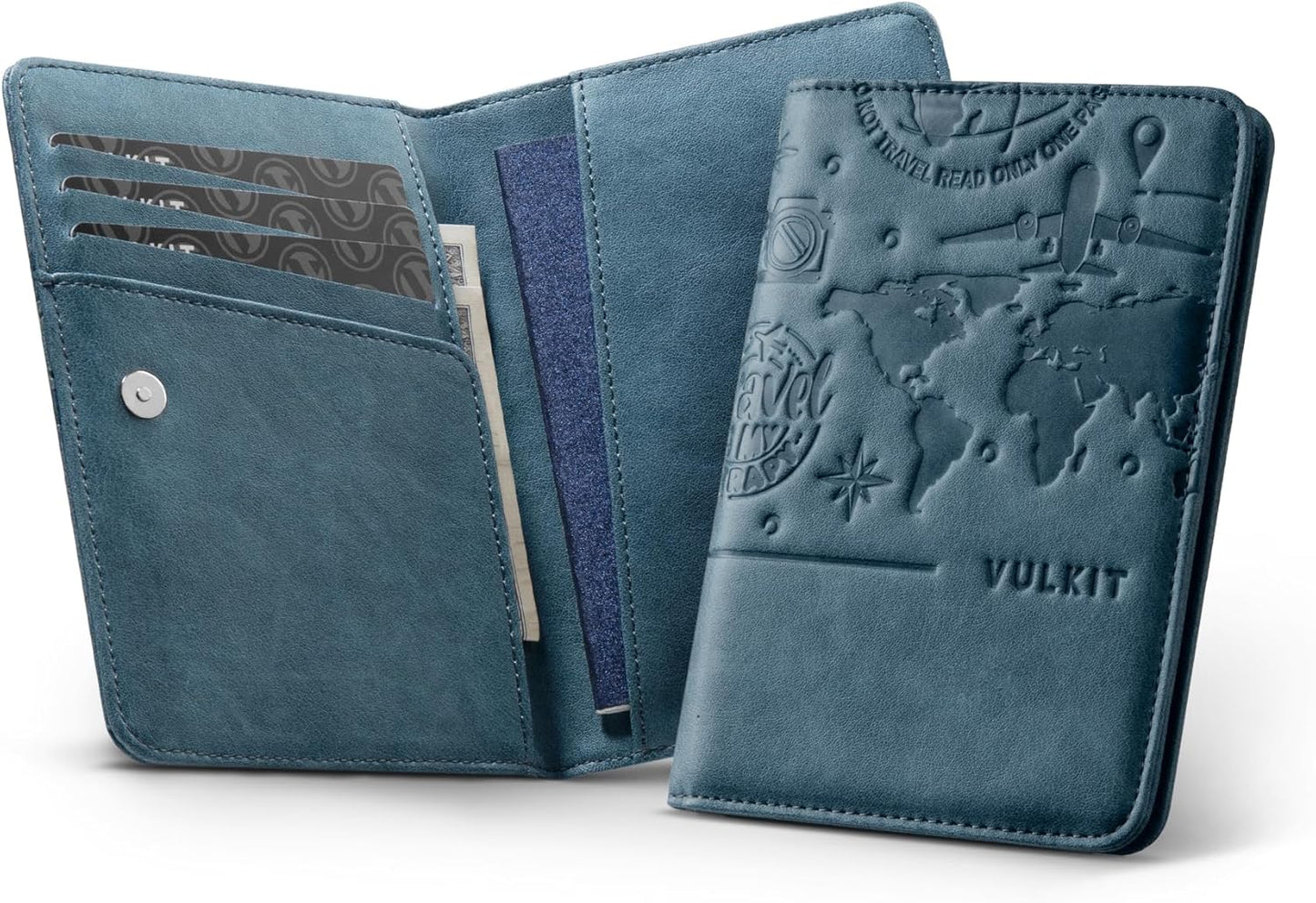 VULKIT Passport Holder Magnetic Closure RFID Blocking Travel Wallet Passport Book Cover Boarding Pass Holder Travel Essentials