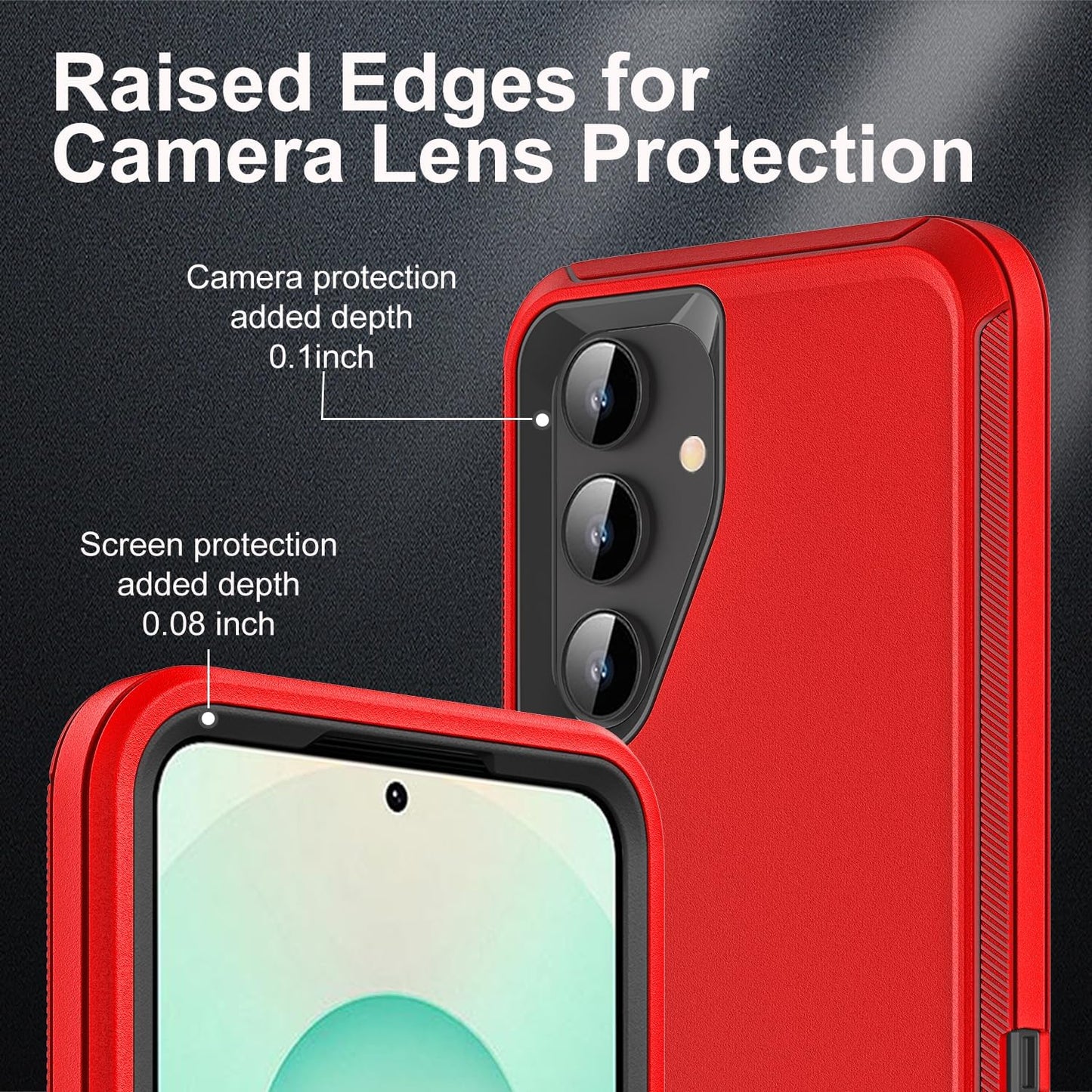 for Samsung Galaxy S25 Plus Case, Military Grade 3 in 1 Heavy Duty Shockproof/Drop Proof/Dust Proof Case with 2Pcs Tempered Glass Screen Protector & 1PcsCamera Lens Protector (Red/Black)
