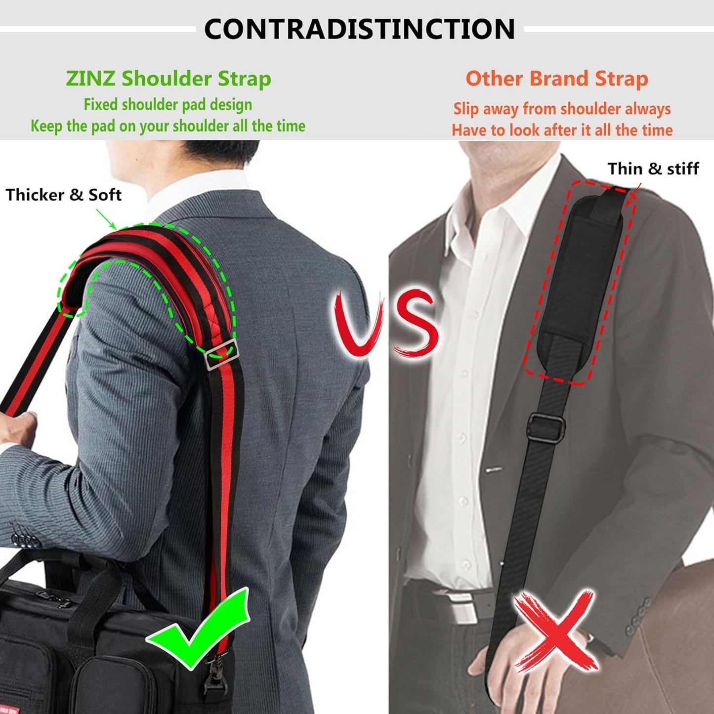 ZINZ Bag Shoulder Strap, Padded Adjustable Shoulder Strap Replacement