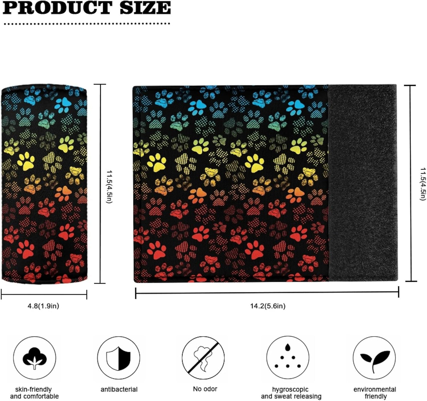 Colorful Paws Luggage Handle Protection Sleeve Cover Set of 2 Pcs,Personalized Luggage Handle Wrap Grip for Suitcase Portable Luggage Identifiers Marker Grips Protector
