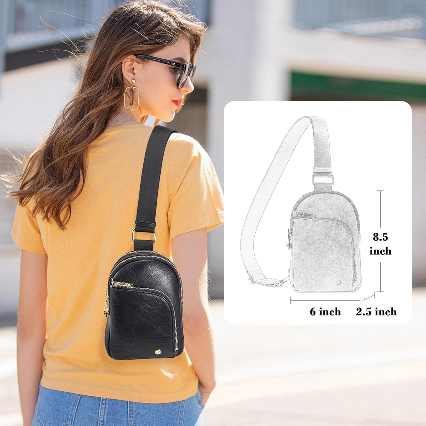 INICAT RFID Blocking Sling Bag Anti Theft Crossbody Bags for Women Travel Fanny Pack Cross Body for