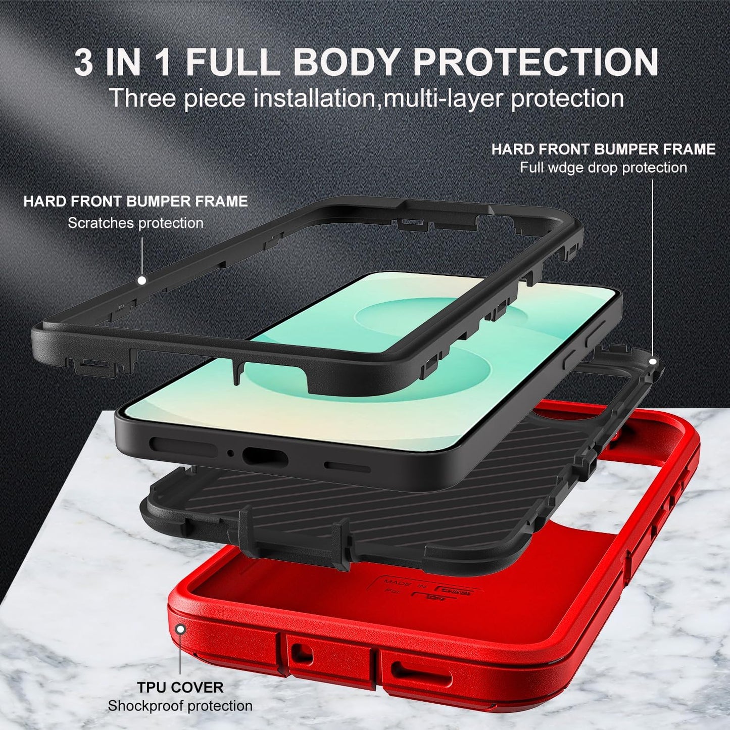 for Samsung Galaxy S25 Plus Case, Compatible with Magsafe, Military Grade 3 in 1 Heavy Duty Case with 2Pcs Tempered Glass Screen Protector & Camera Lens Protector (New-Red/Black)