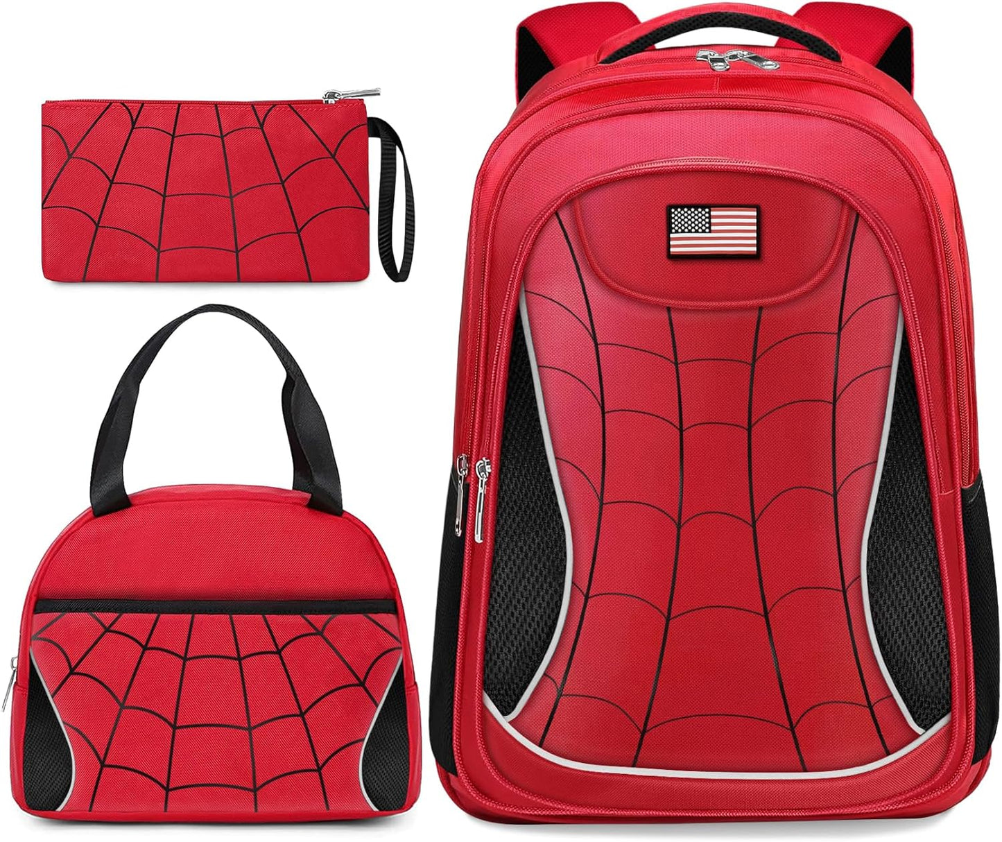 Kids Backpack for Boys，3PCS Boys Backpack with Lunch Box Set for Children Elementary Middle School Students，Lightweight School Bookbag for Travel and Daily Use