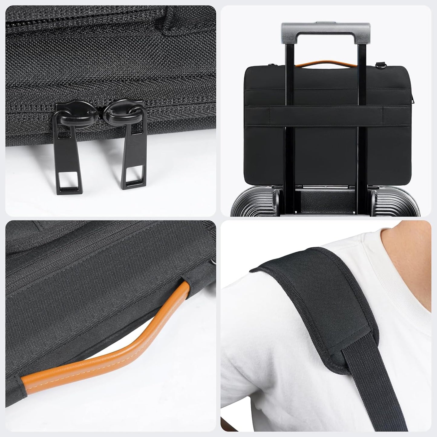 360 Protective Laptop Shoulder Bag 15.6 inch,15-15.6 inch Lightweight Computer Bags Compatible with MacBook Pro 16 inch,HP,Dell,Lenovo,Asus Notebook,Side Open Messenger Bag with 5 Pockets&Strap, Black