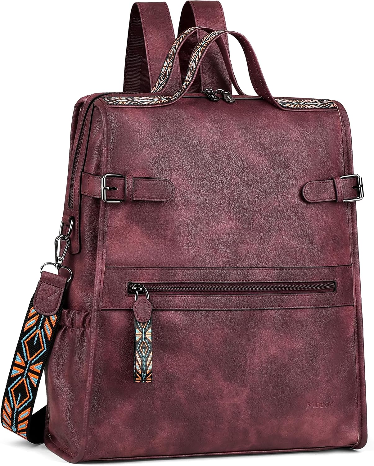 FADEON Leather Laptop Backpack for Women, Designer Ladies Work Travel Computer Backpack with Laptop