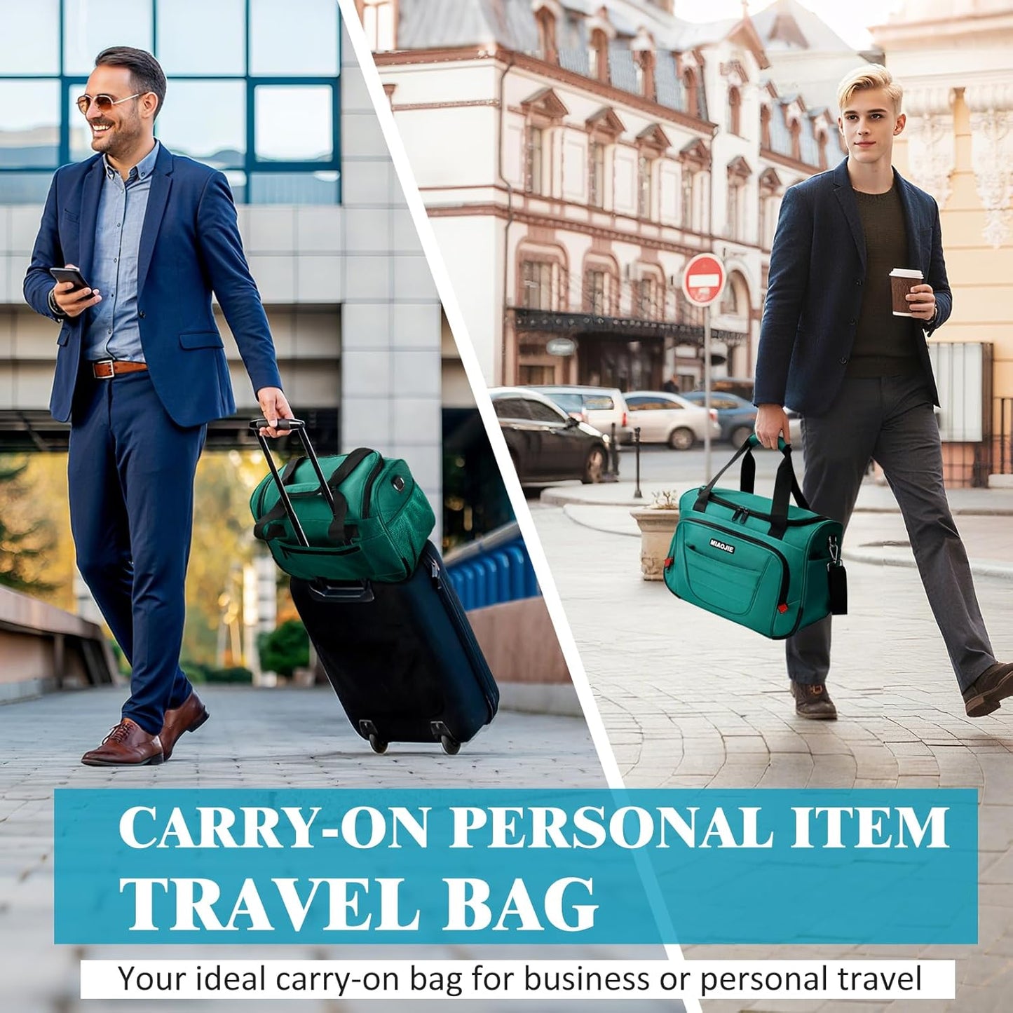 Underseat Carry On luggage Bag Airplanes Personal Item Bags, Gym Bag for Men Weekender Overnight Travel Tote Bag Shoulder Small Softside Carry on Luggage Travel Duffel Bags For Men,16 IN Peacock Green