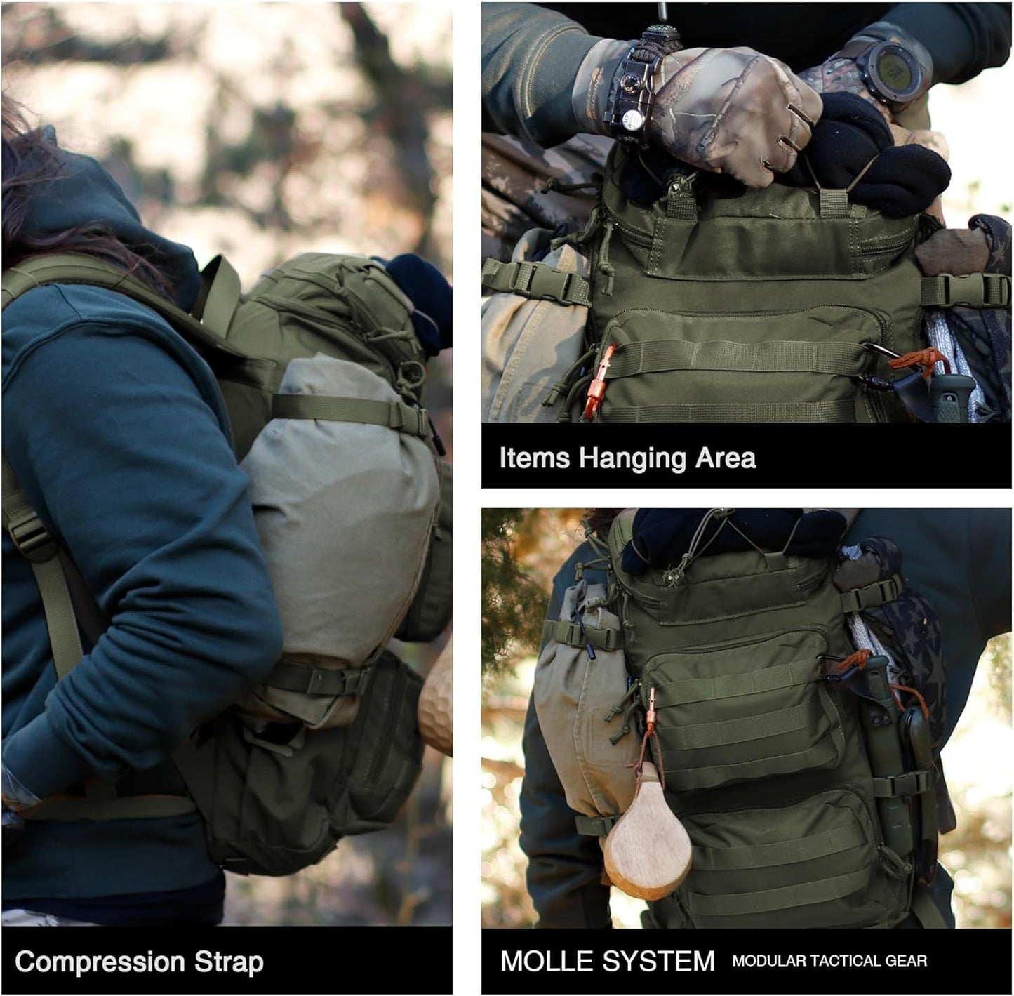 Mardingtop Tactical Backpacks Molle Hiking daypacks for Motorcycle Camping Hiking Military Traveling,25L Backpack