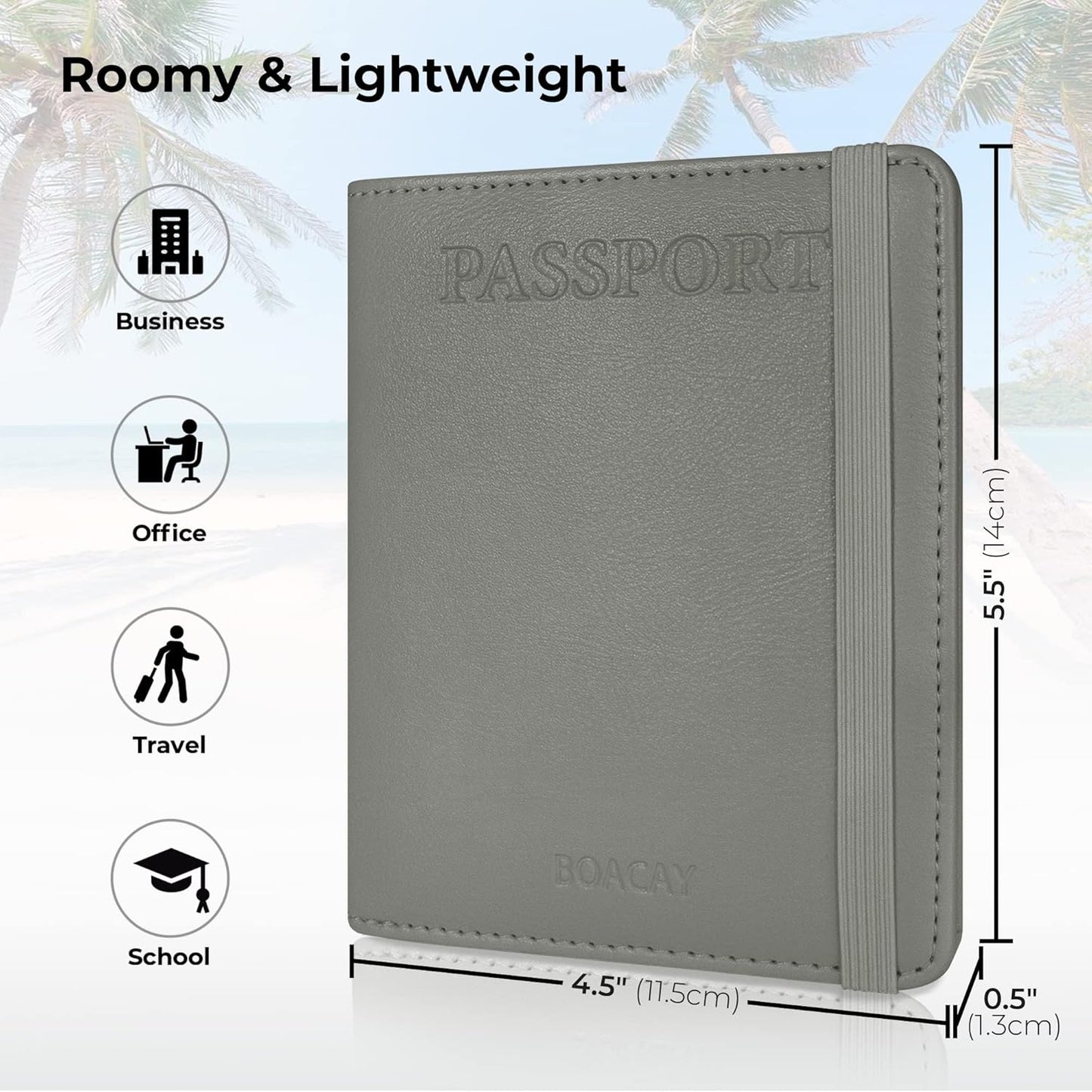 BOACAY Passport Holder and Vaccine Card Slot Combo - Travel Wallet and Waterproof Case for Women