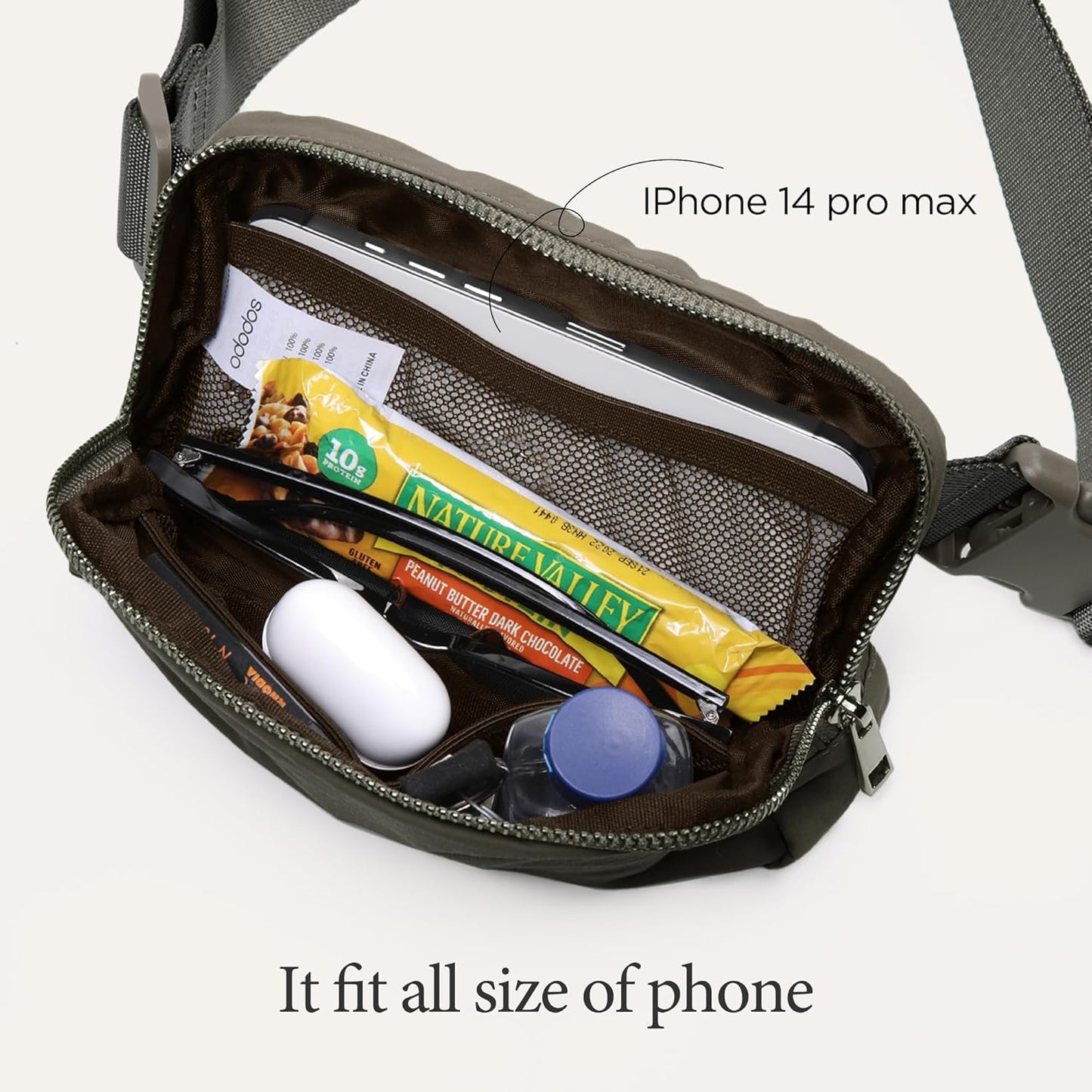 ODODOS Unisex Mini Belt Bag with Adjustable Strap Small Fanny Pack for Workout Running Traveling Hiking, Dark Umber
