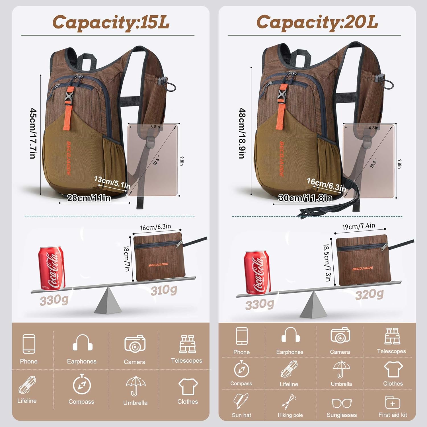 20L Small Hiking Backpack for Men Women Foldable Packable Back Pack Ultralight Hiking Daypack for