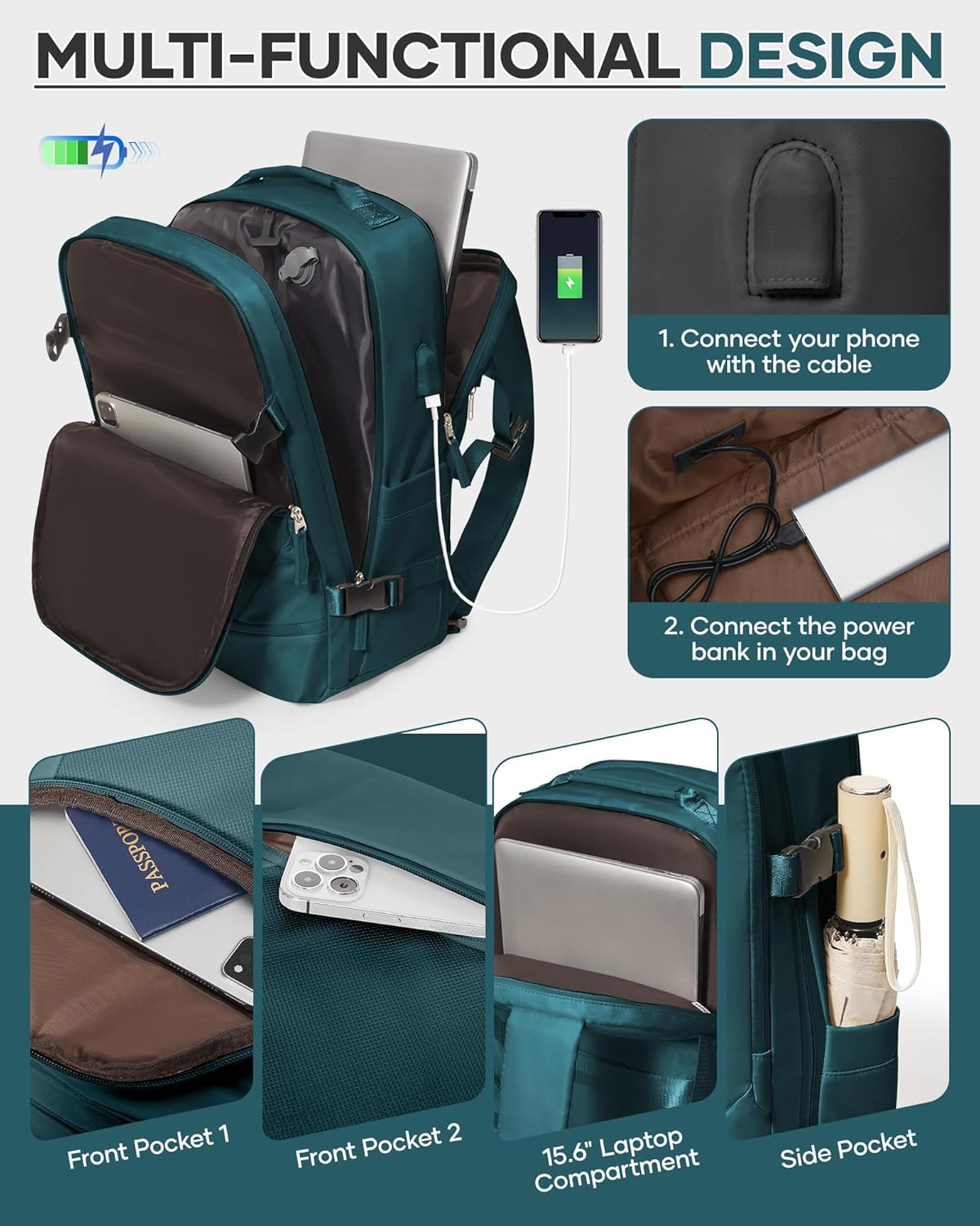 Vacuum Backpack Travel with Pump, Expandable Travel Backpack with Vacuum System, Vacuum Compression Bags Personal Item Carry On Suitcase Luggage Flight Approved Backpacks for Women Men, DarkBlue