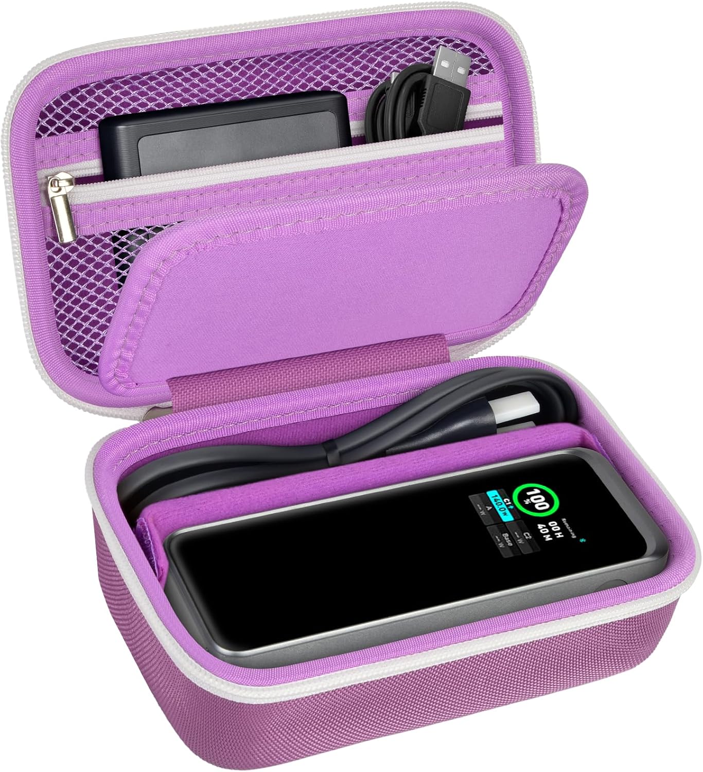 Case Compatible with Anker Prime Power Bank, 27,650mAh 3-Port 250W& for Prime USB C Charging Station, Storage Travel Holder for Anker Prime Charging Base, Portable Chargers, Cable-Purple (Box Only)