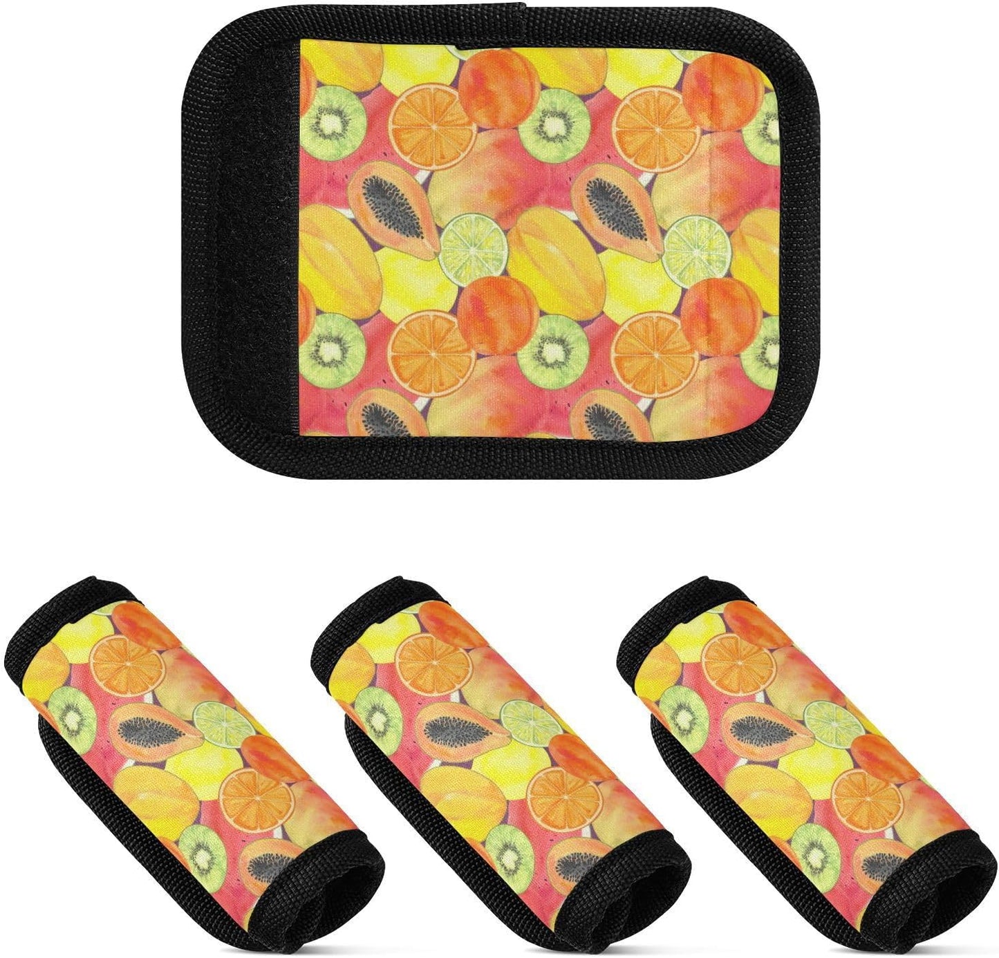 2 PC Luggage Handle Wrap Luggage Handle Covers Tags for Suitcase Bags Travel Luggage Handle Identifier Gripper Vivid Summer Fruits
